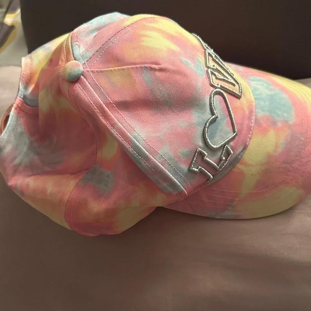 Colorful Tie-Dye Kids Hat with Love Embroidery -Preloved